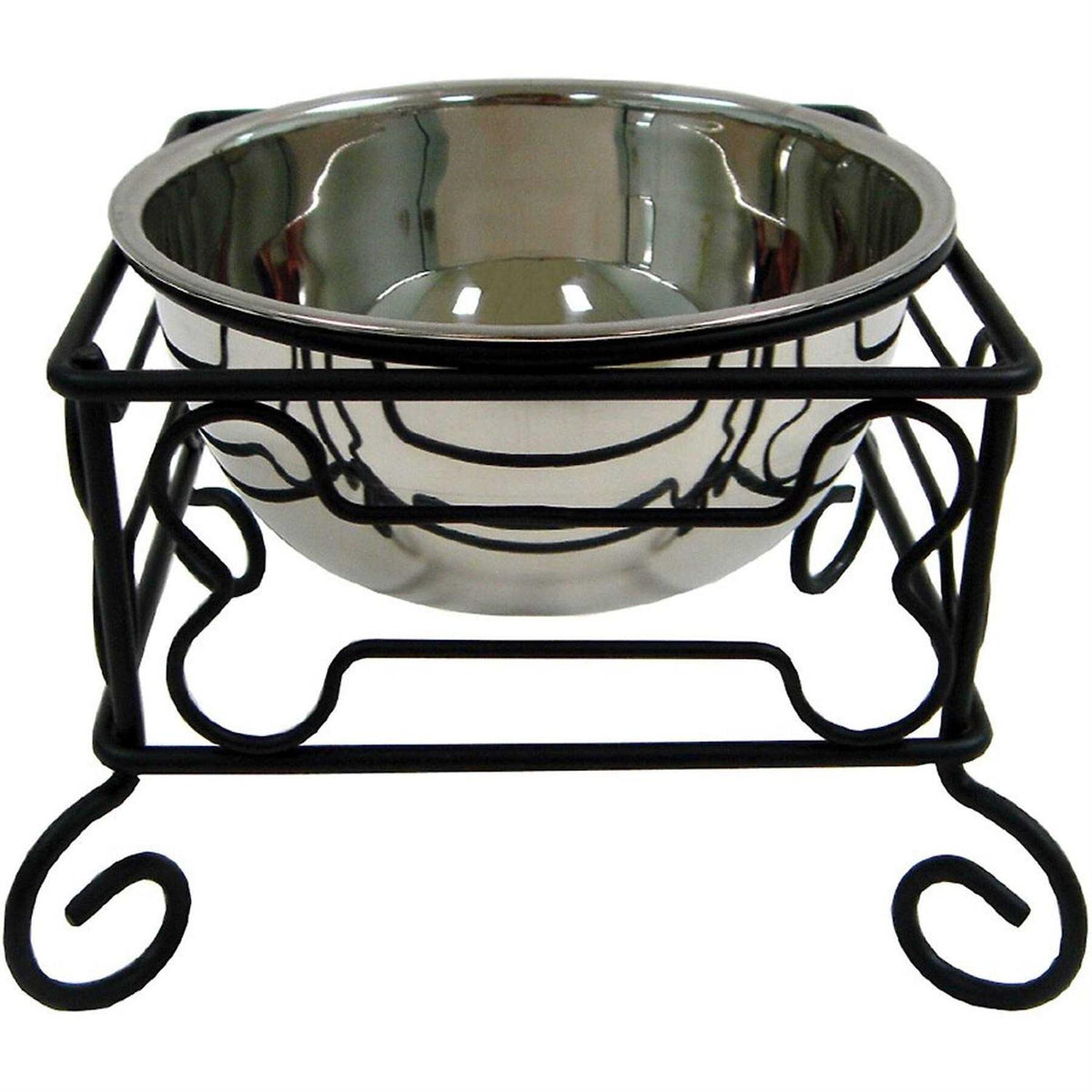 Wrought Iron Stand with Stainless Steel Feeder Bowl G3337