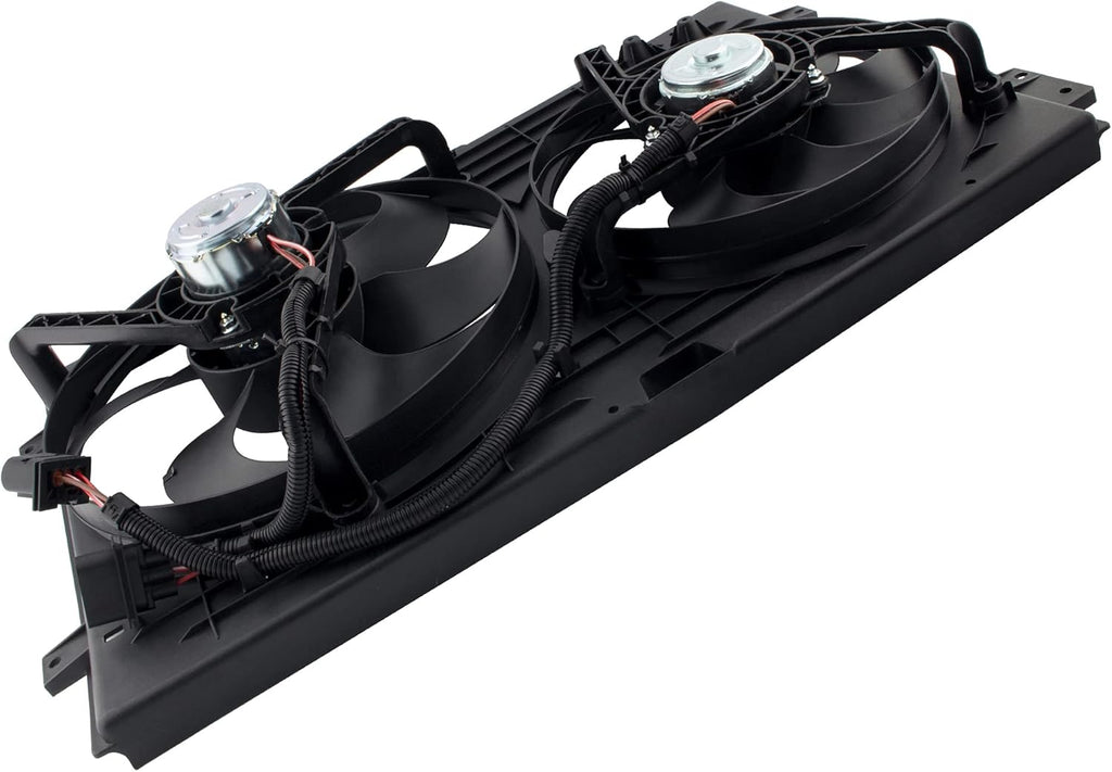 Dual Radiator Cooling Fan Assembly for 1998-2005 Volkswagen Beetle 1.8L 1.9L 2.0L with 3 Prong Wire Plug P588220
