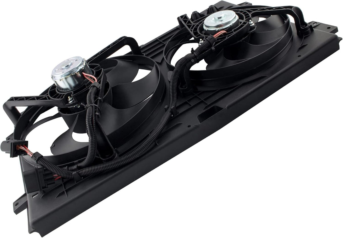 Dual Radiator Cooling Fan Assembly for 1998-2005 Volkswagen Beetle 1.8L 1.9L 2.0L with 3 Prong Wire Plug P588220
