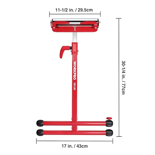 WORKPRO Folding Roller Stand Height Adjustable, Heavy Duty 250 LB Load Capacity, Outfeed Woodworking V48710
