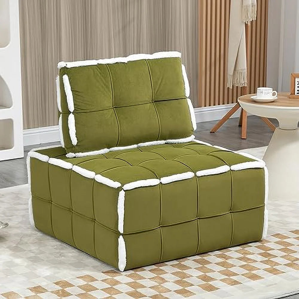 Khaki Teddy Upholstered Barrel Accent Chair with Pillow E24956