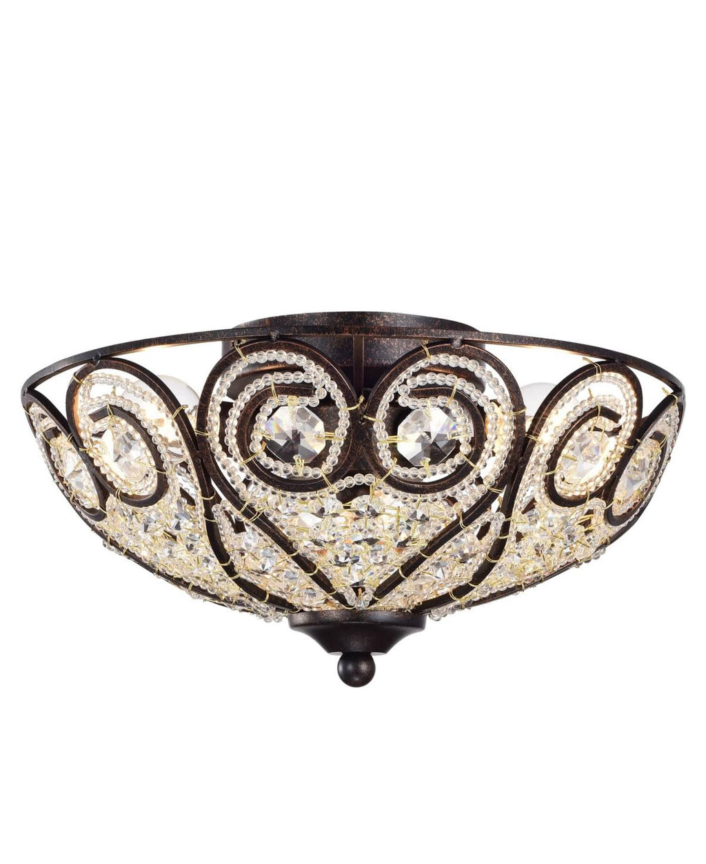 Rustic Bronze Flushmount Ceiling Lamp with Crystal Shade J907397