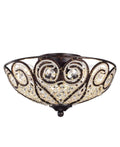 Rustic Bronze Flushmount Ceiling Lamp with Crystal Shade J907397