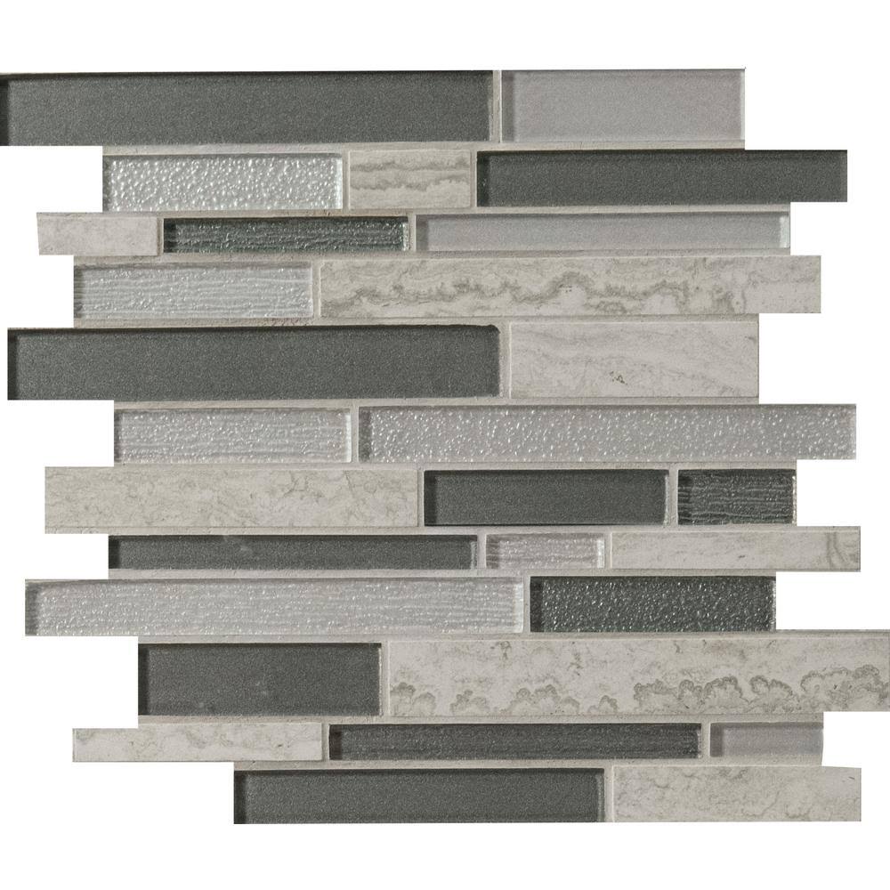 Interlocking Textured Glass Stone Mosaic Tile J5080