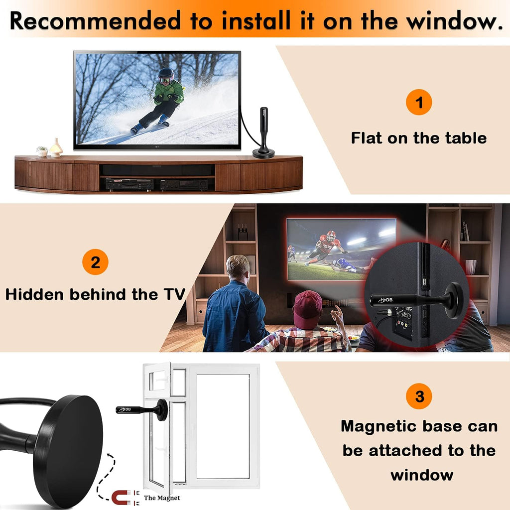 TV Antenna, 360° Reception, 120 Miles Range, 4K 1080p H434