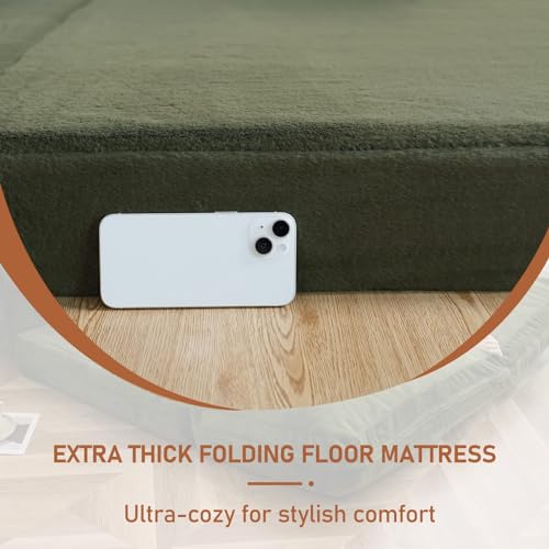 Folding Sofa Bed Floor Mattress with Faux Fur Washable Cover, Pink, 30x95 Inch R2486