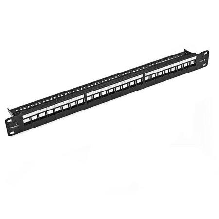 24-Port Cat6 UTP Patch Panel 1U with Keystones, RJ45 Ethernet, Black U65897