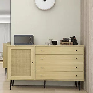 Natural Wood Storage Cabinet with Door and 4 Drawers W81678
