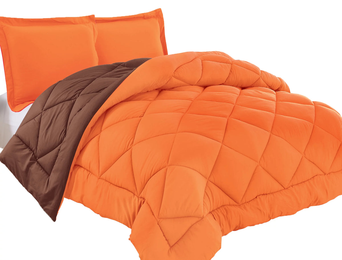 Reversible 3pc Comforter Set King/Cal King Orange/Chocolate O5896