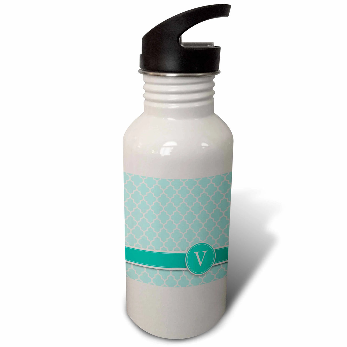 Aqua Blue Quatrefoil Pattern 21 oz Sports Water Bottle F69771