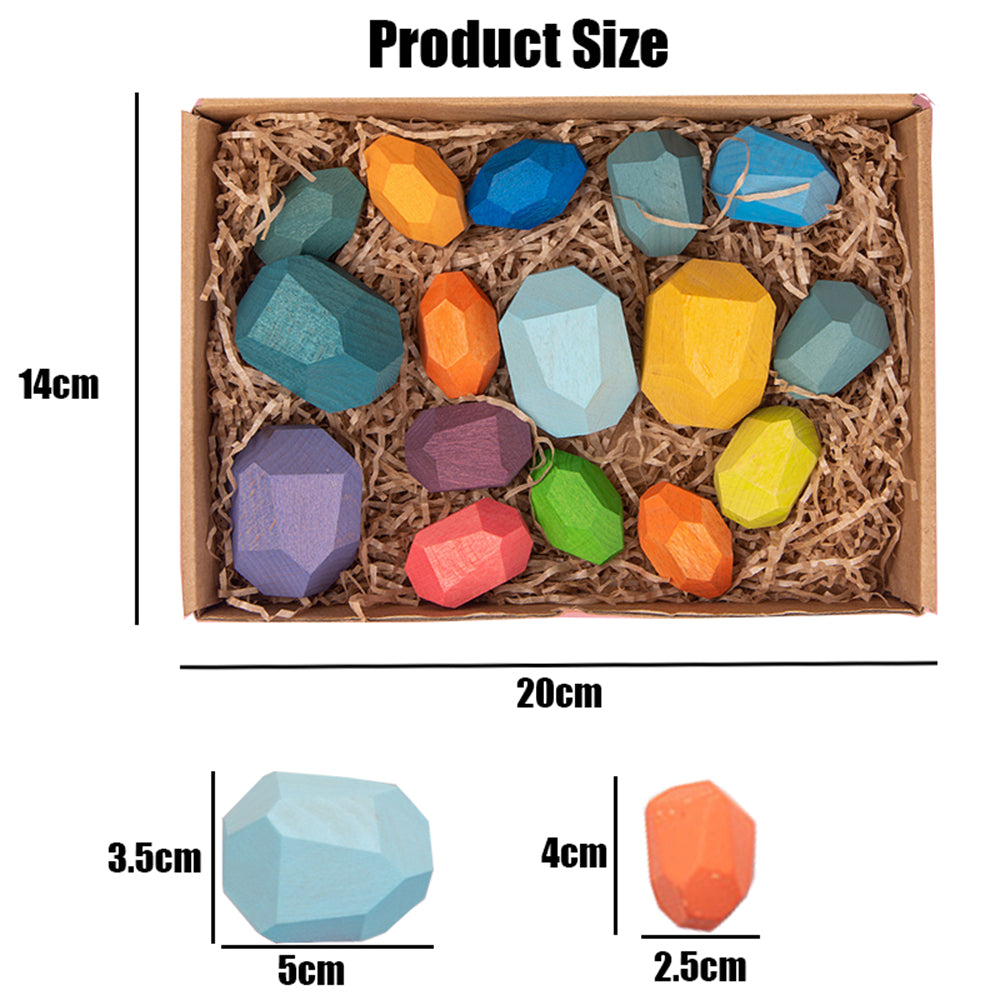 16pcs Colored Wooden Stacking Blocks B729958