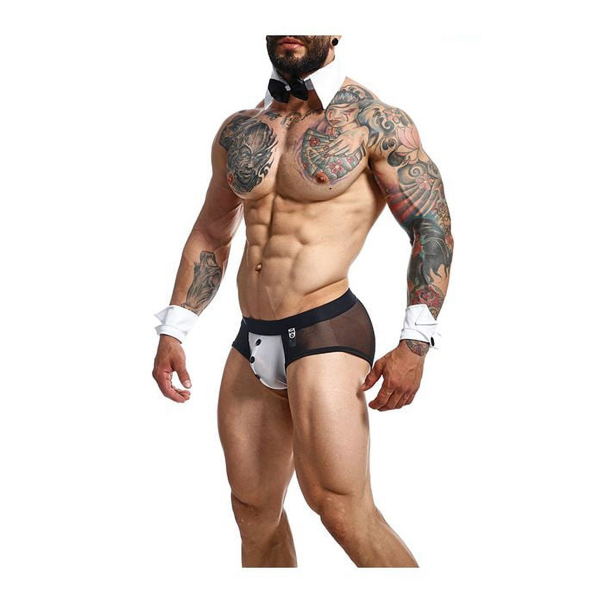 Black/White XL Brief with Bow & French Cuffs Y982097