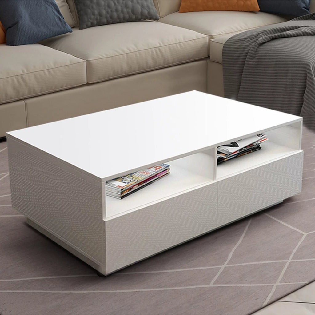 High Gloss Coffee Table with 4 Drawers and 2 Open Shelves E483761