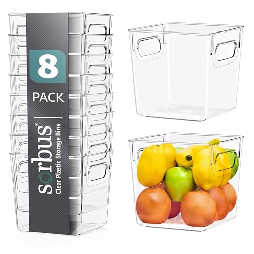 Clear Plastic Storage Bins with Handle, 8 Pack W94940