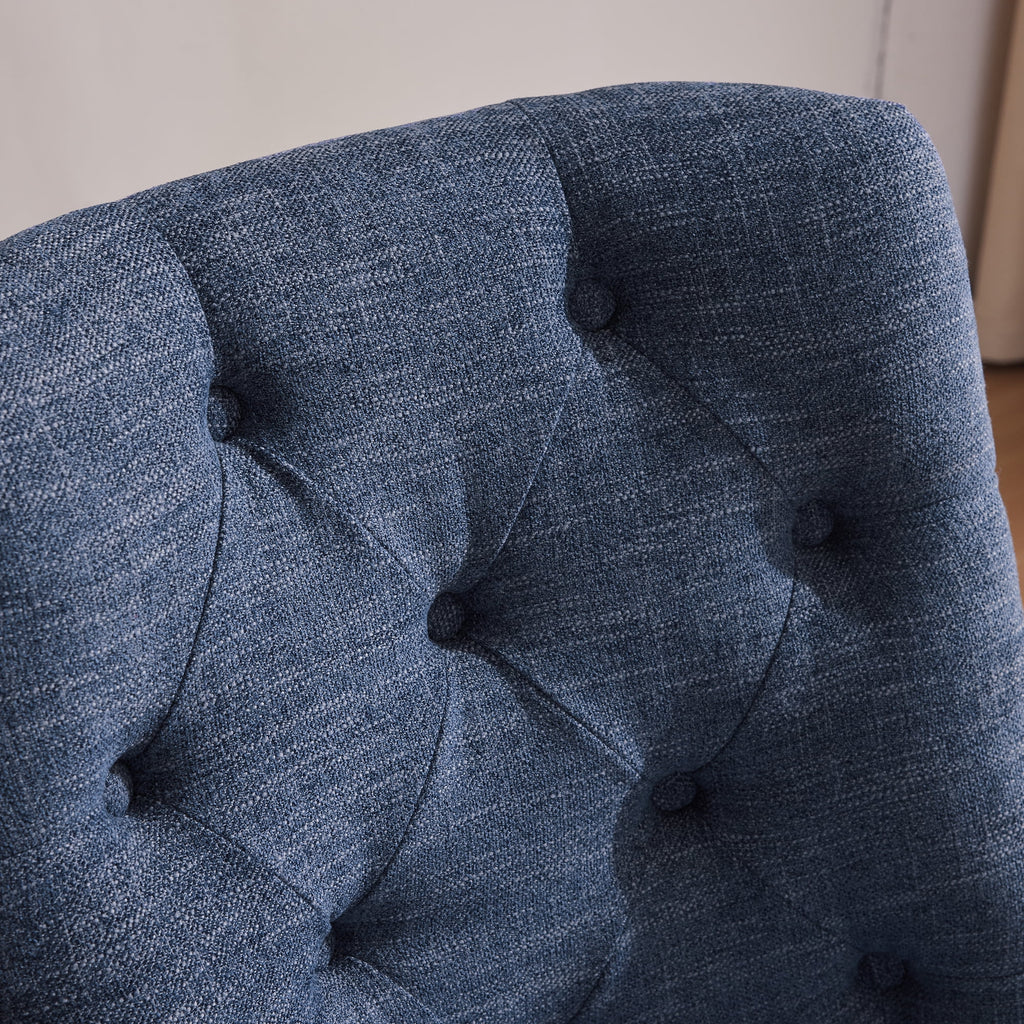 Blue Armless Swivel Fabric Padded Desk Chair J524432