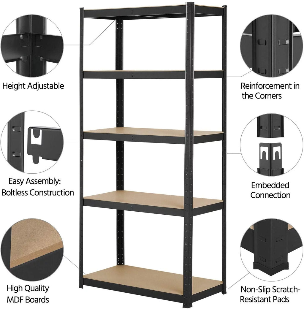 5 Tier Heavy Duty Metal Adjustable Shelving Unit K9275