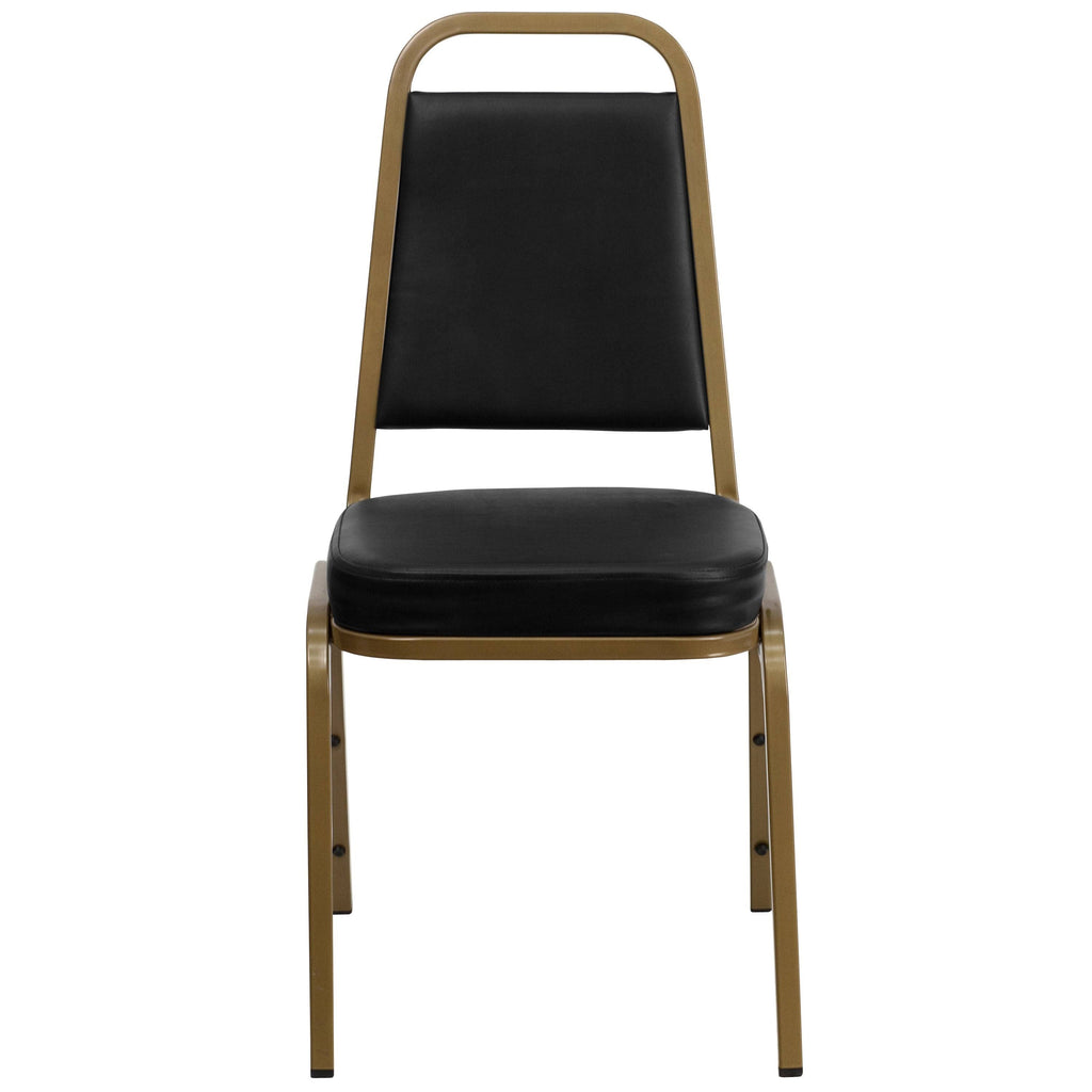 Black Vinyl Stacking Banquet Chair with Gold Frame G16431
