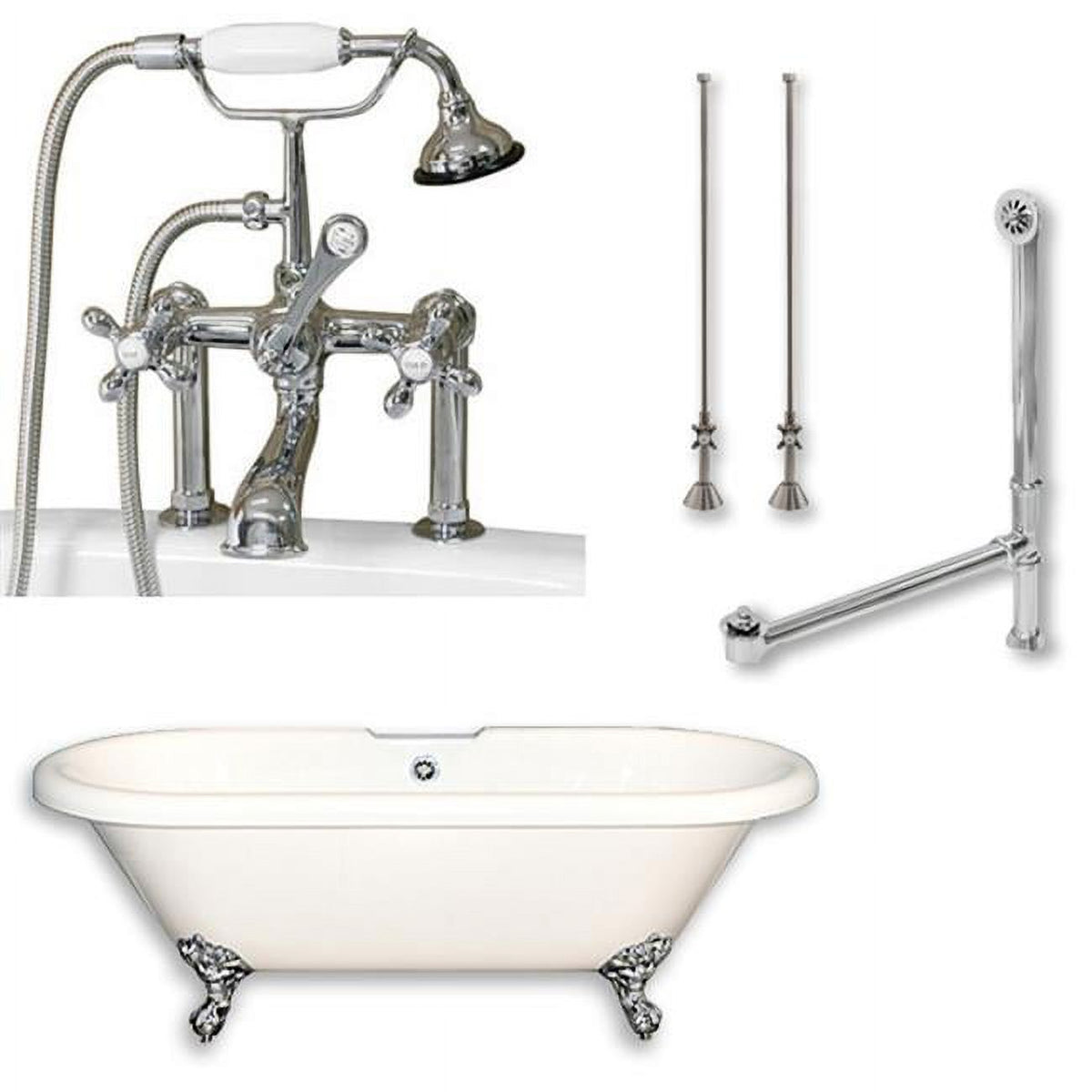Acrylic Double Ended Clawfoot Bath Tub, Polished Chrome, 70 x 30 in. L390
