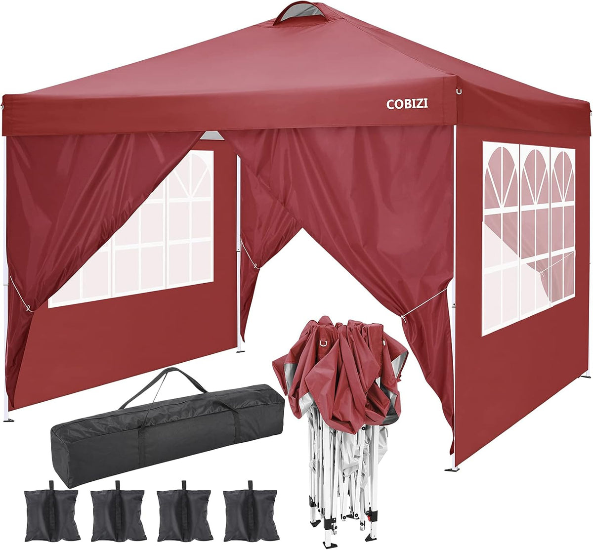 10'x10' Pop Up Commercial Instant Gazebo Tent with 4 Removable Zippered Sidewalls C532
