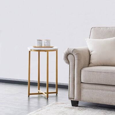 Gold Marble Top End Table U21341