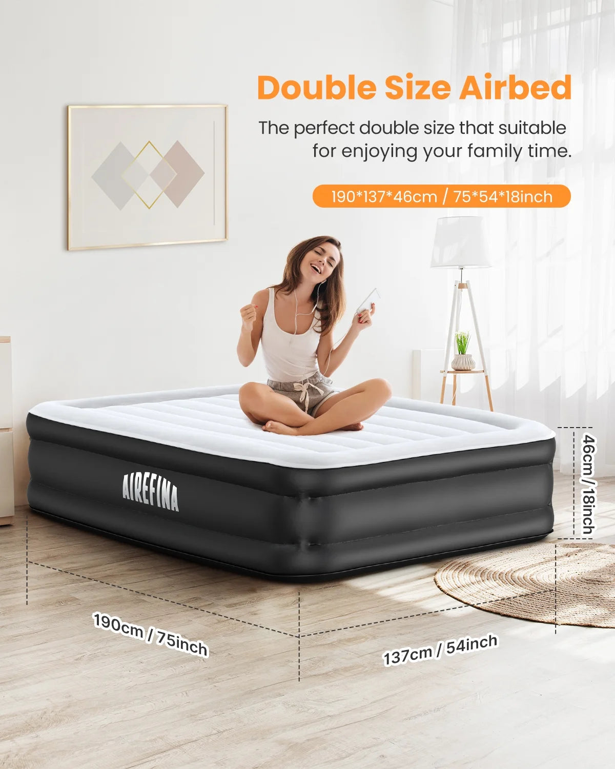 Full Size Air Mattress with Built-in Pump O2407