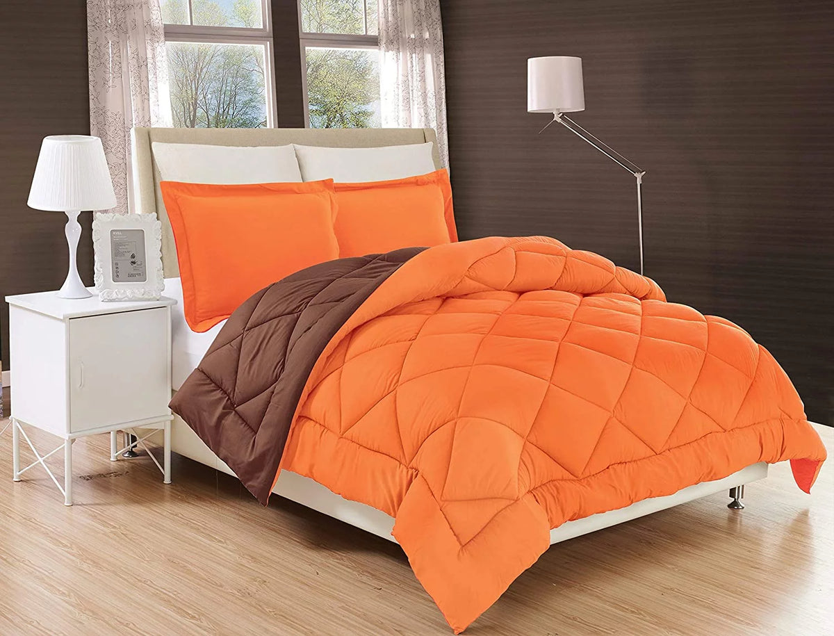 Reversible 3pc Comforter Set King/Cal King Orange/Chocolate O5896