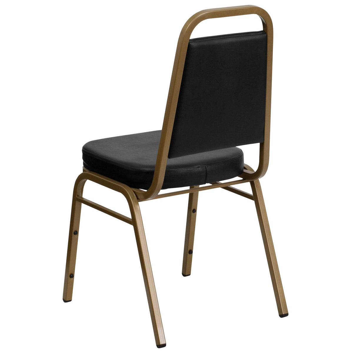 Black Vinyl Stacking Banquet Chair with Gold Frame G16431