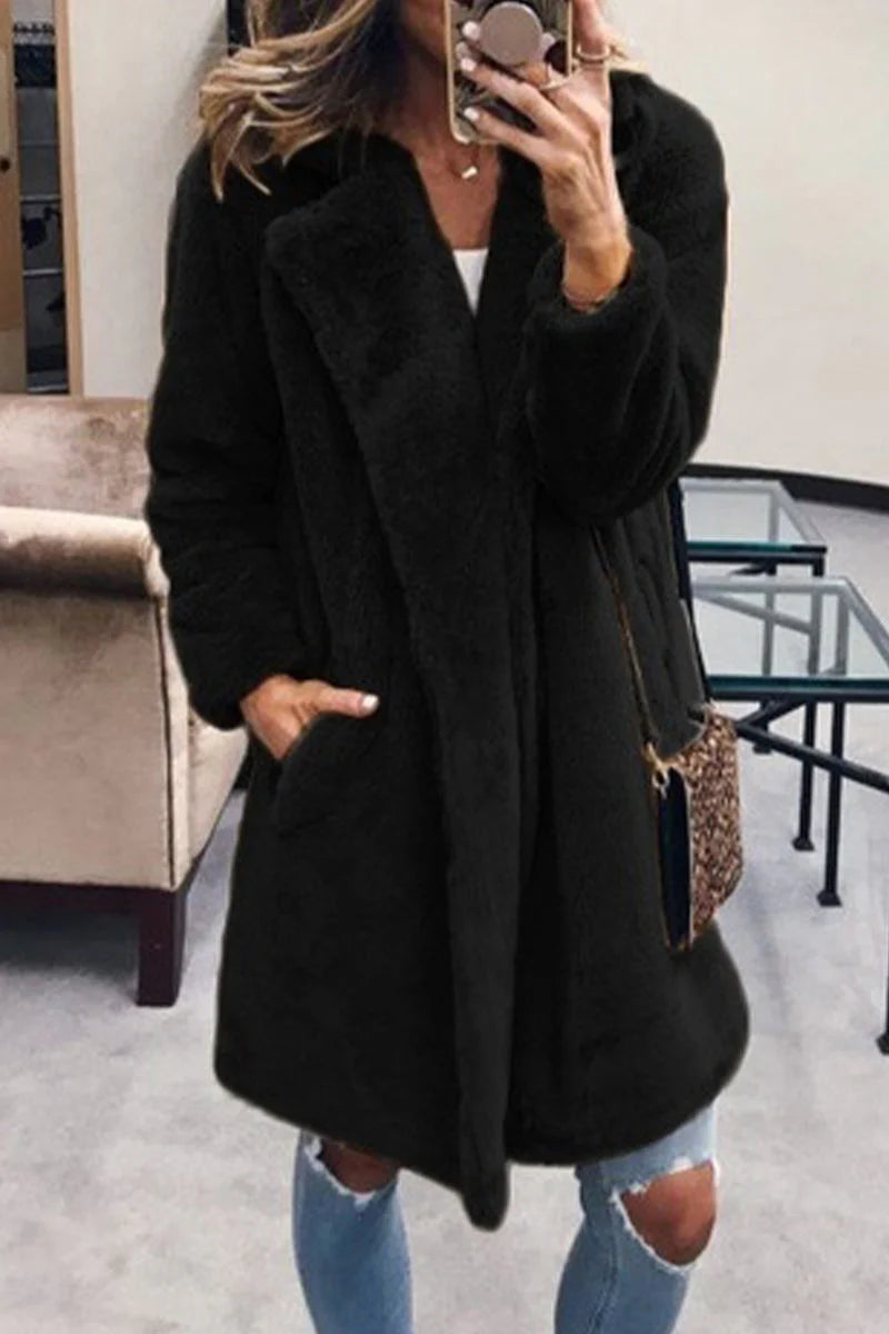 Solid Pocket Turndown Collar Outerwear G260
