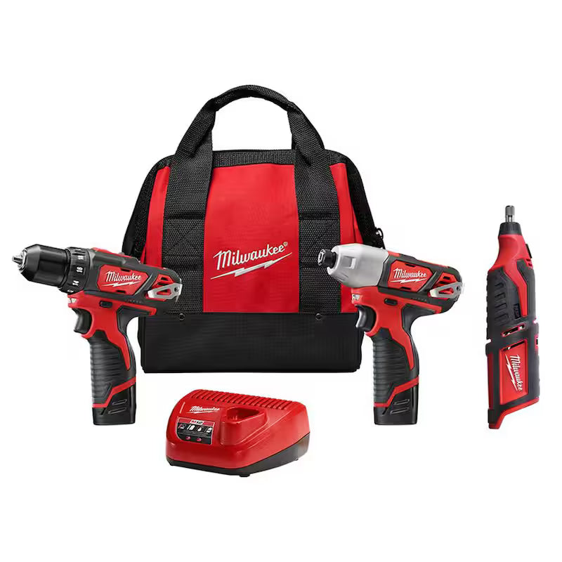 12V Cordless Drill Driver Impact Driver Combo Kit with Rotary Tool R2151