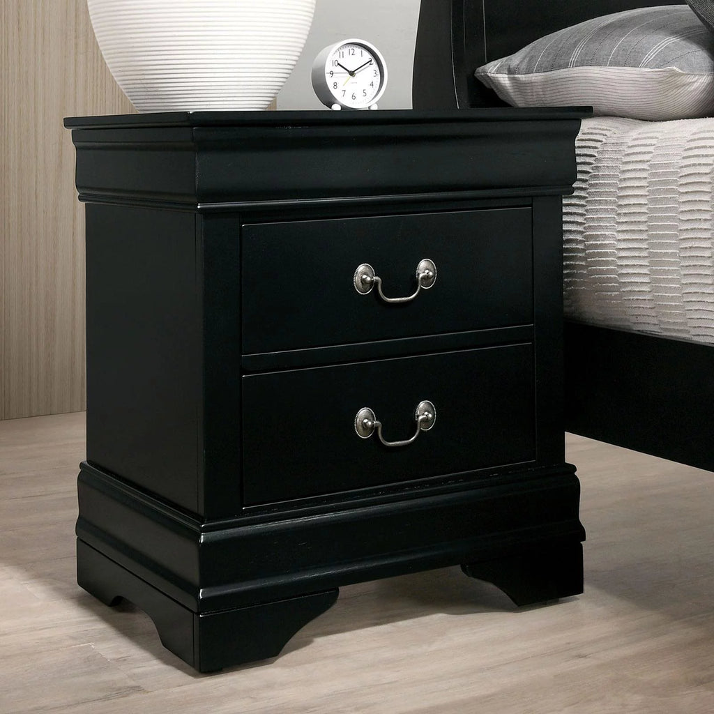 Black Solid Wood 5pcs Bedroom Set U822299
