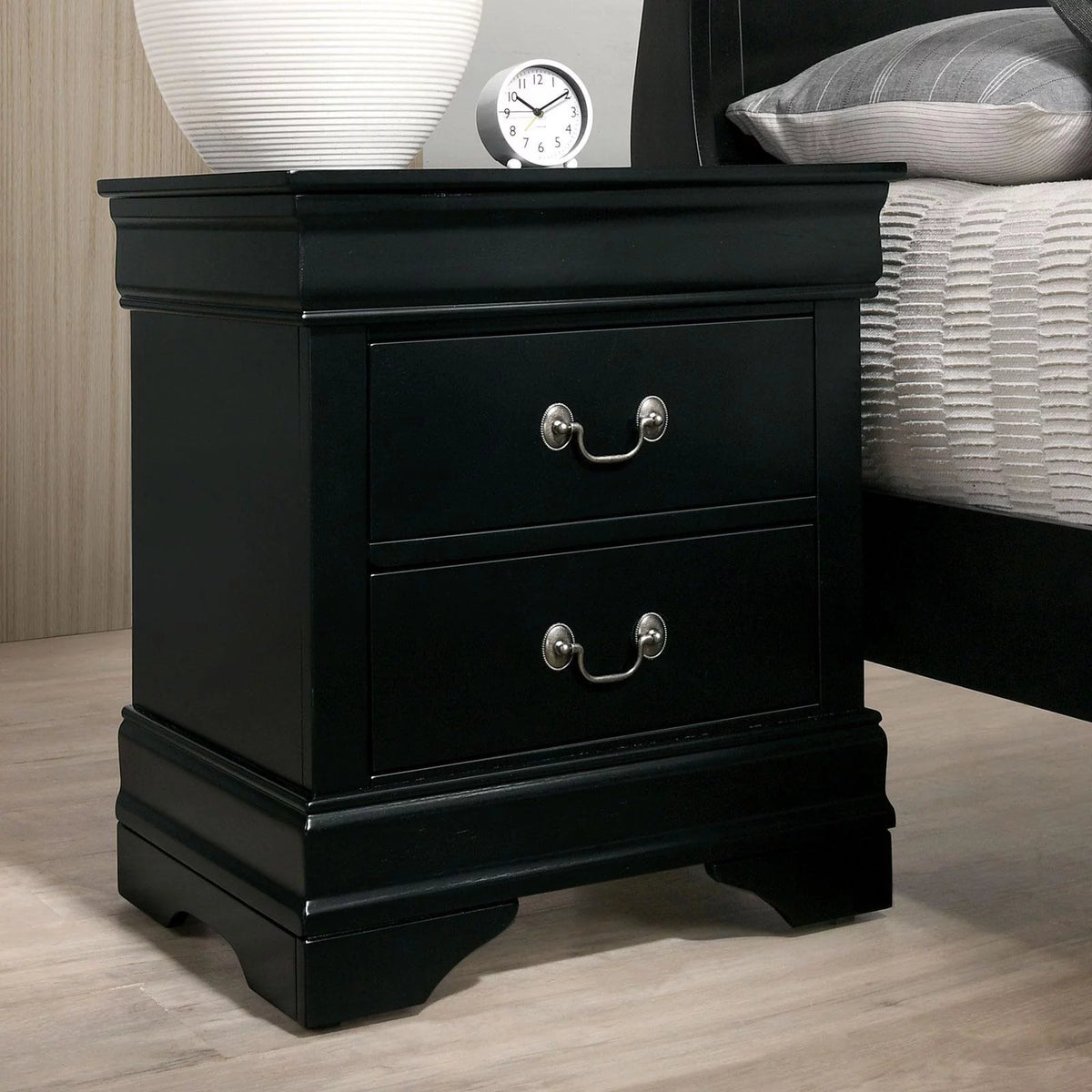 Black Solid Wood 5pcs Bedroom Set U822299