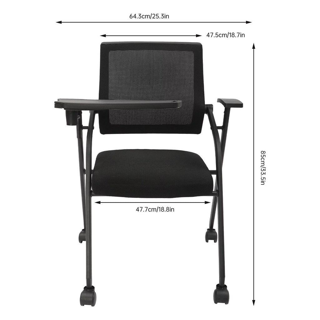 4 PCS Stackable Foldable Ergonomic Office Chair with Desktop and Wheels B671500