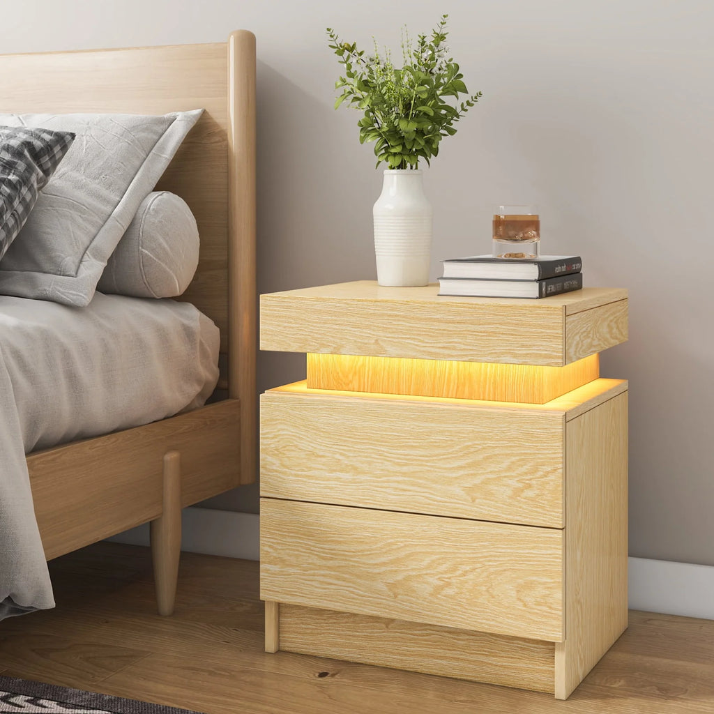 White 2 Drawer High Gloss Nightstand O61494