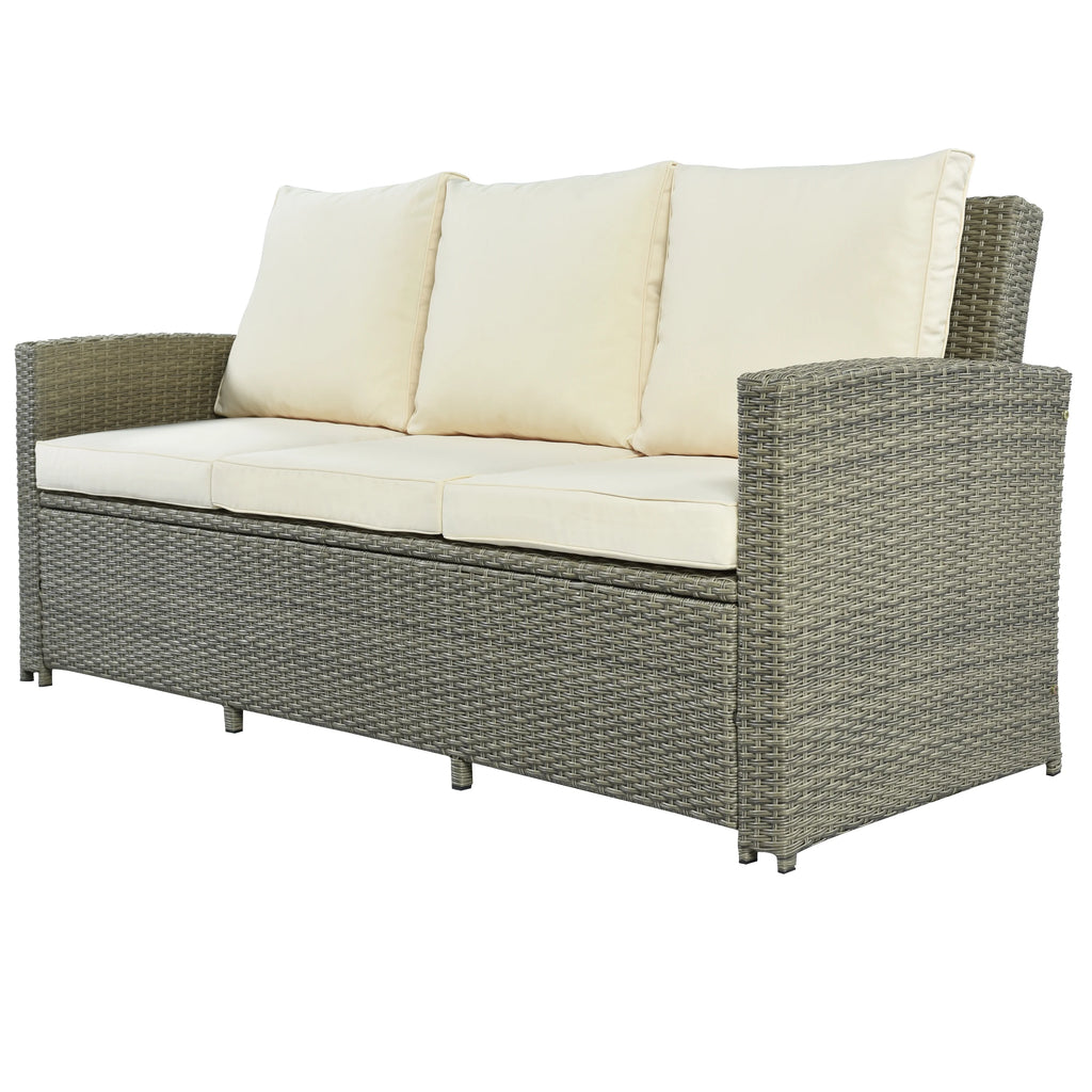5 Piece Rattan Sectional Seating Group with Cushions and Table R5780