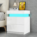 White 2 Drawer High Gloss Nightstand O61494
