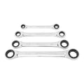SAE Ratcheting Double Box End Wrench Set, 4 Piece R18556