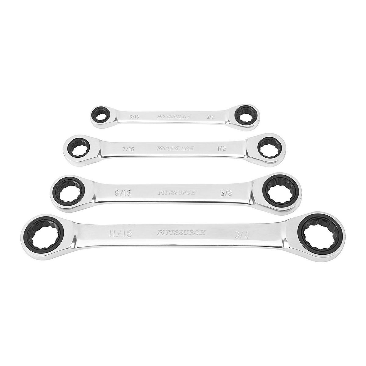 SAE Ratcheting Double Box End Wrench Set, 4 Piece R18556