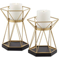 Matte Gold Pillar Candle Holders Set of 2 E82542