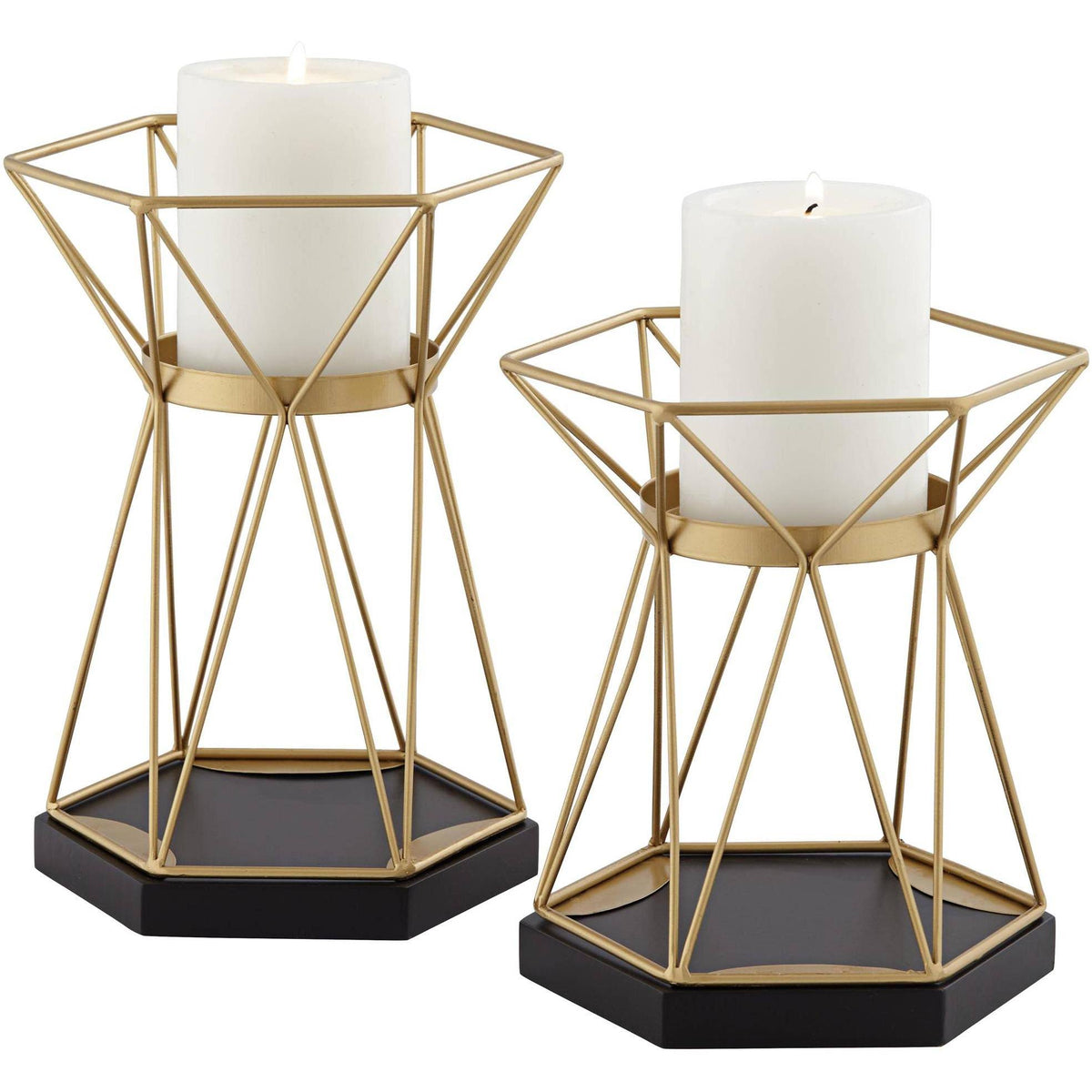 Matte Gold Pillar Candle Holders Set of 2 E82542