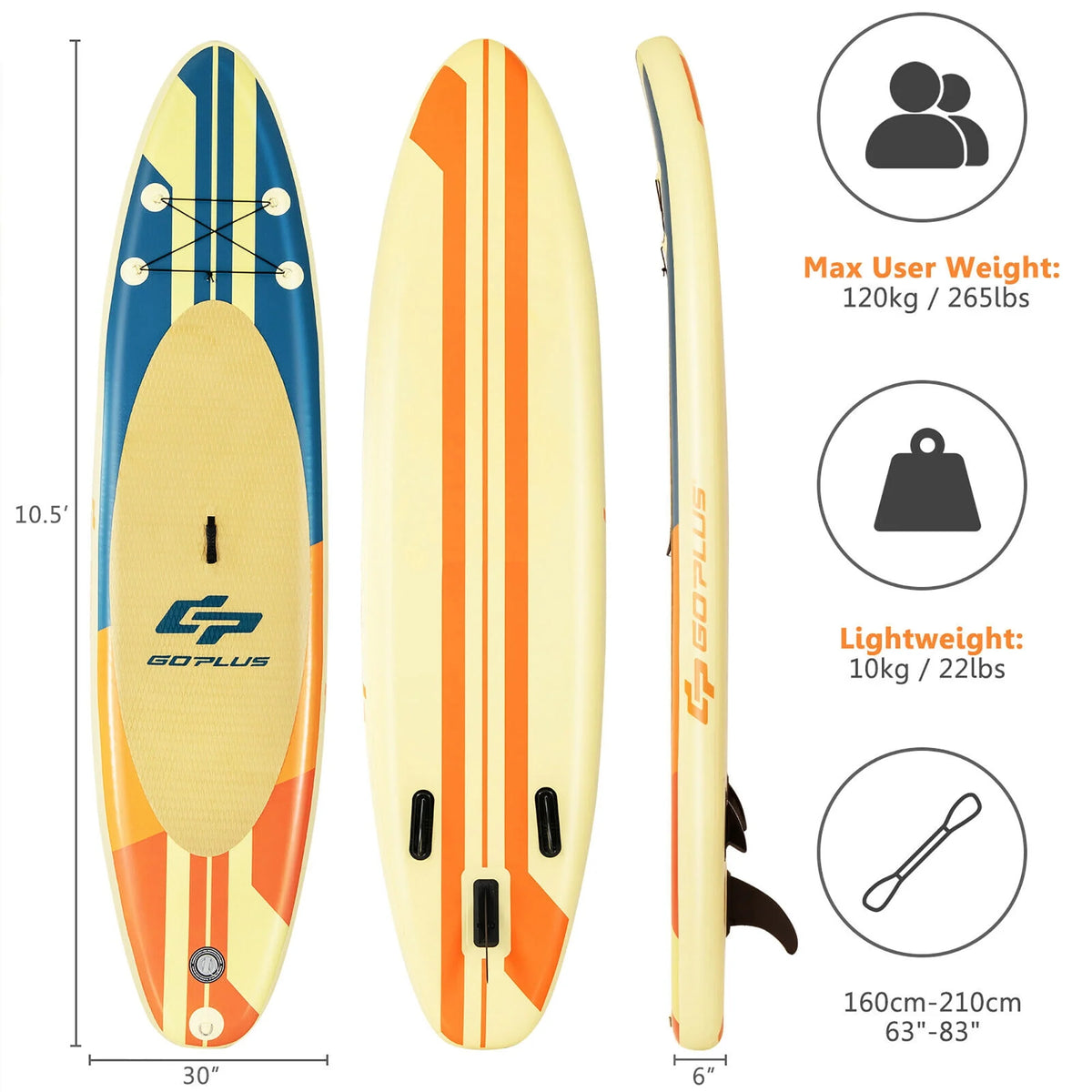10.5ft Inflatable Stand Up Paddle Board with Paddle U239701