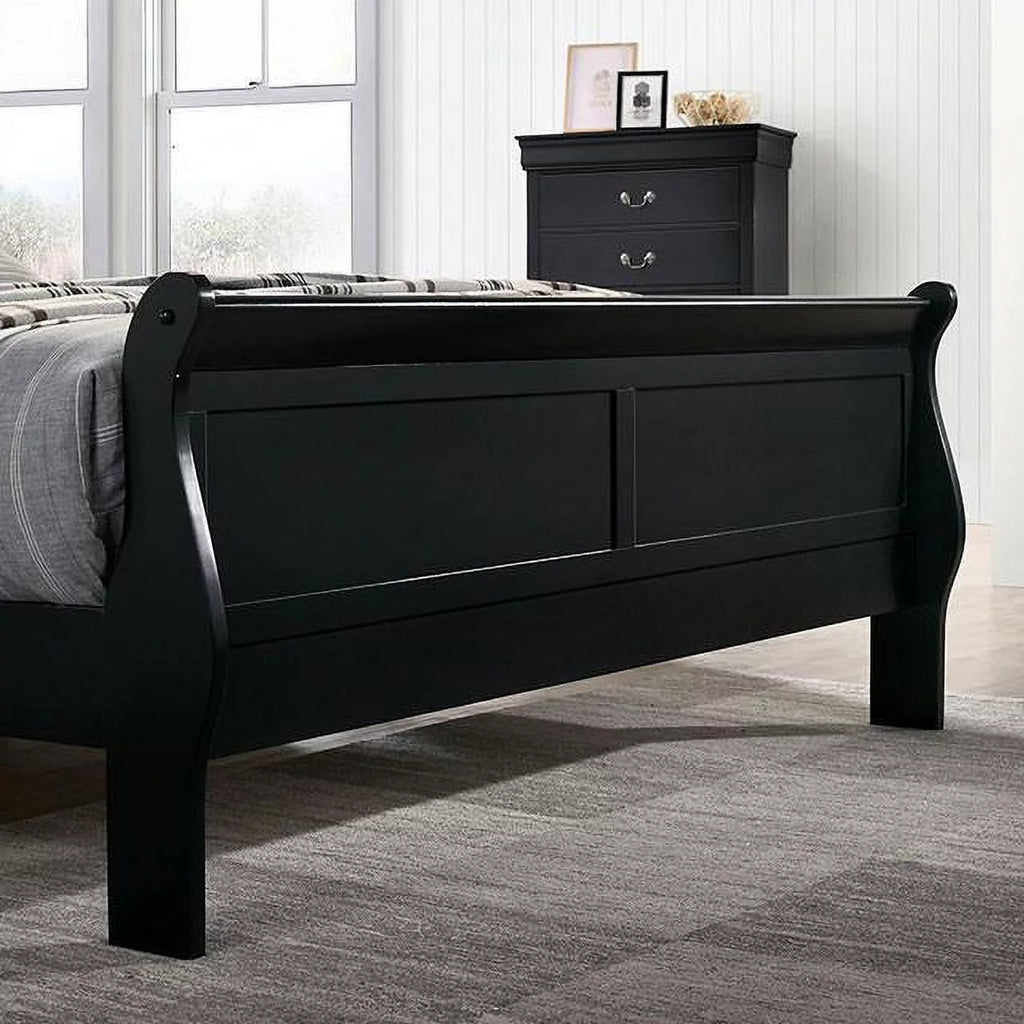 Black Solid Wood 5pcs Bedroom Set U822299