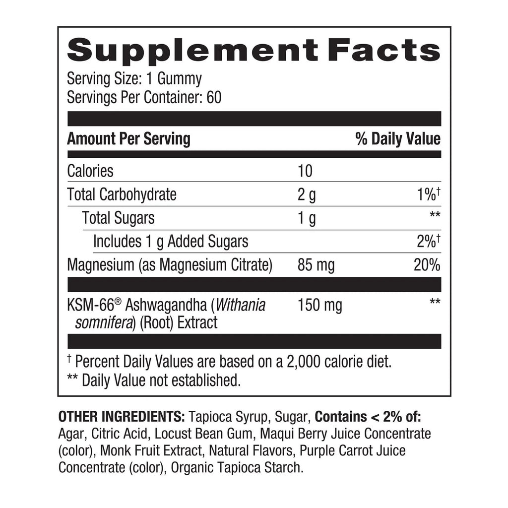 Ashwagandha Dietary Supplement Gummies, Mixed Berry, 60 Count H117062
