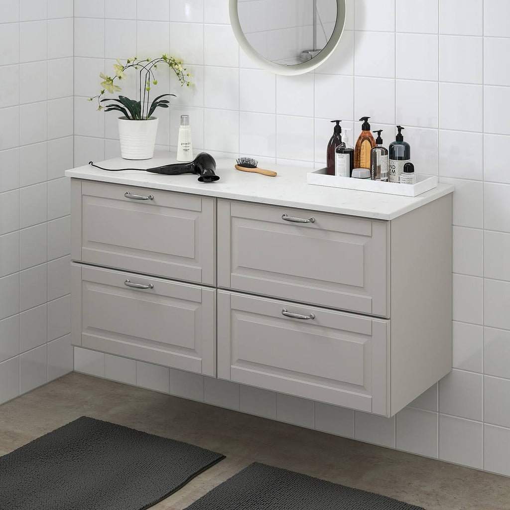 Light gray marble effect sink cabinet with 4 drawers Q439688