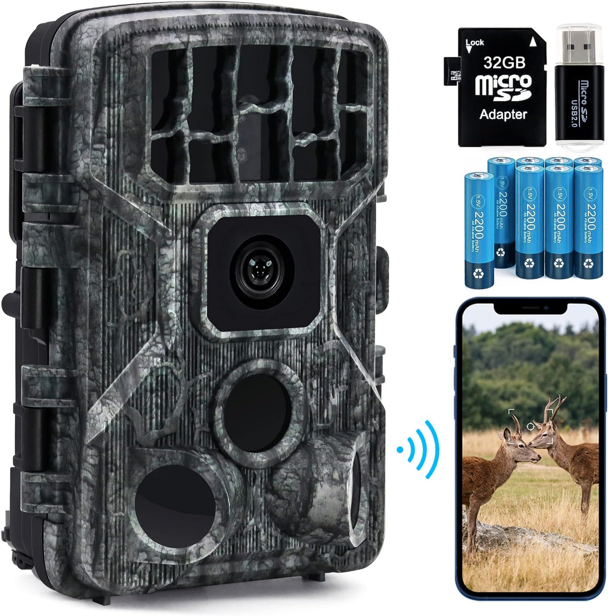 4K 30MP WiFi Trail Camera with 850nm Low Glow Night Vision and 32GB Card T60464