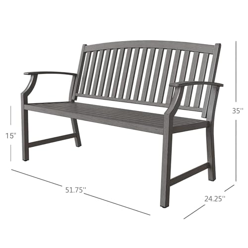 50" Black Metal Outdoor Bench X553969