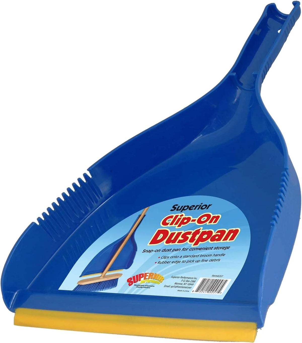 Heavy Duty Blue Plastic Dustpan with Rubber Edge T321792