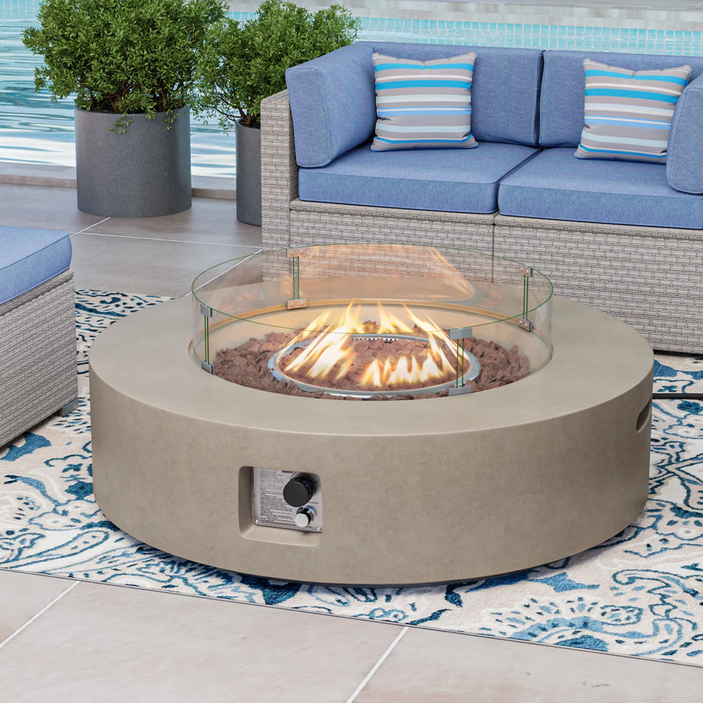 40.5 inch Round Grey Propane Fire Pit Table K86149