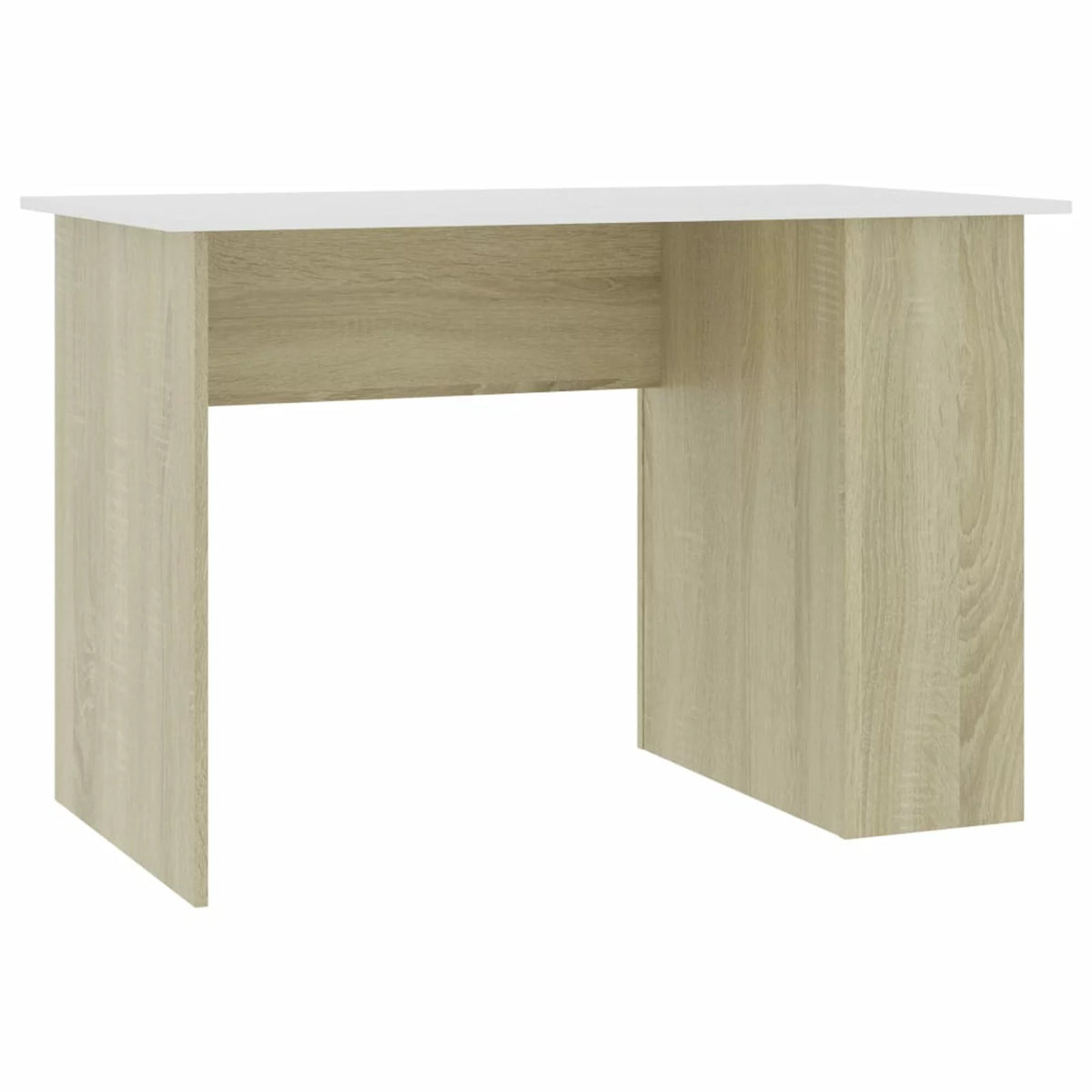 White Computer Desk with Side Storage Shelves B954505