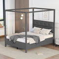 Queen Size Upholstery Canopy Platform Bed with Headboard S11707